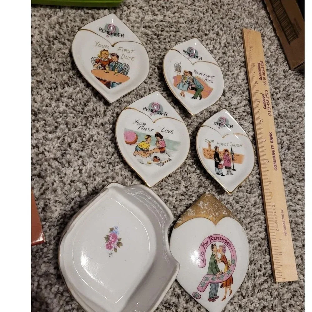 VTG Do You‎ Remember Ceramic Teabag Holder Set Special Occasion Cottagecore Rare